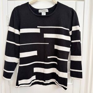 Dressbarn Modern Black and White Patterned Sweater - Size Medium